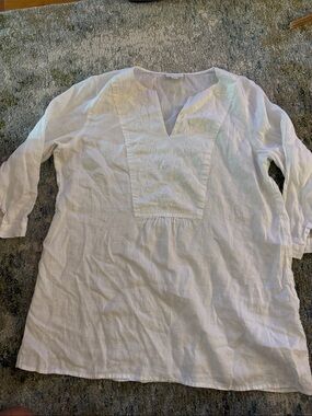 J. Jill White Linen V-Neck Tunic